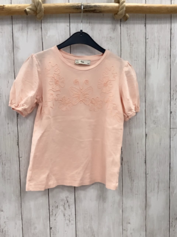   T-Shirt  Gr. 122  heller lachston Blumen Schmetterlinge 