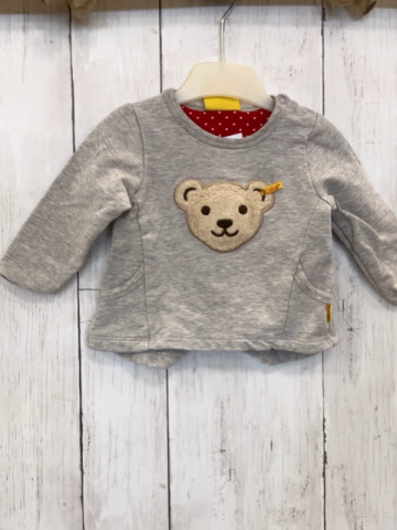 Steiff  Pullover  Gr. 62  grau Plüschbärenkopf 