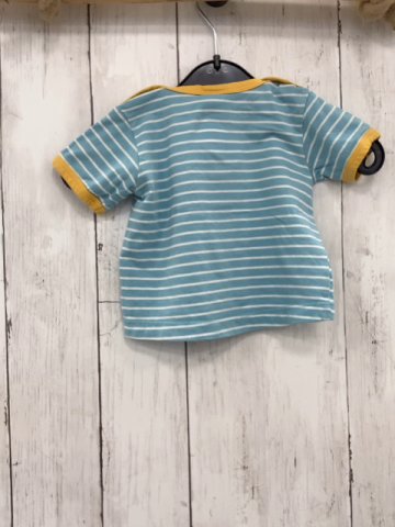 Alana  T-Shirt  Gr. 62  hellblau weiße Streifen gelber Bund Wal Fische Leuchtturm ua 