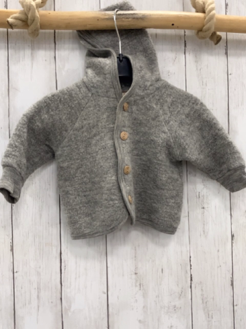 Engel  Wolljacke  Gr. 68  grau Kapuze 100  % Schurwolle 