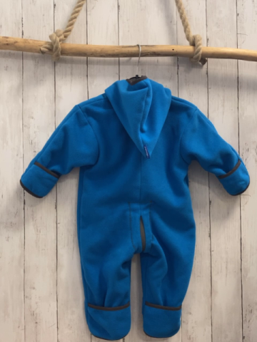 Finkid  Fleeceoverall Gr. 74  blau grauer Bund Kapuze gefüttert