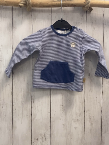 Bellybutton  Langarmshirt  Gr. 68  blau weiße Streifen blaue Bauchtasche 