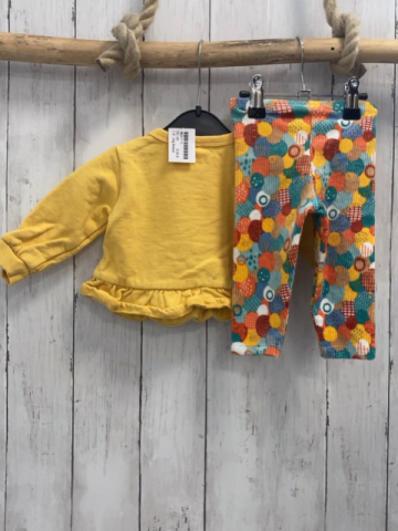 2tlg Boboli  Pullover + Leggings  Gr. 68  gelb Blumen + bunte Kreise Rippen 