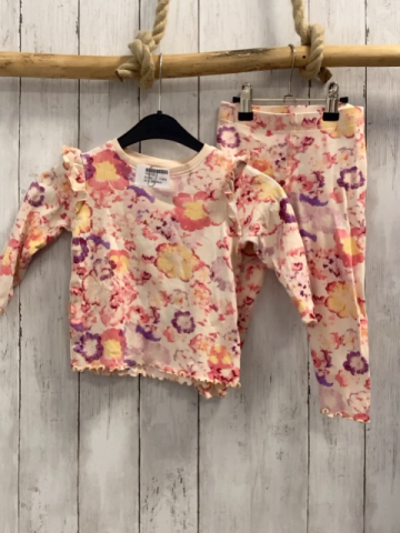 2tlg Next  Langarmshirt + Leggings  Gr. 92  creme bunte Blumen 