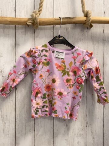 Next  Langarmshirt  Gr. 92  lavendel bunte Blumen Rüschen an den Schultern 