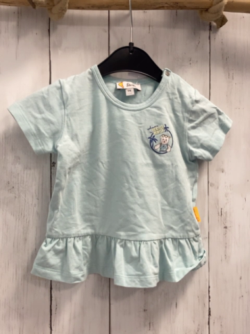 Steiff  T-Shirt  Gr. 74  hellblau Rüschensaum Bär Palmen 