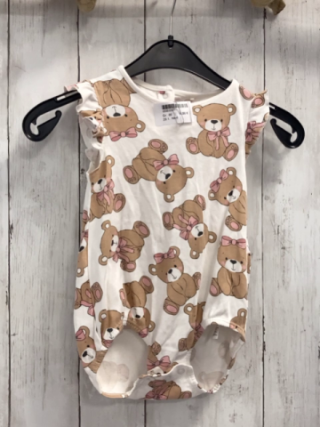 Next  Playsuit  Gr. 86  weiß Bären mit rosa Schleifen 