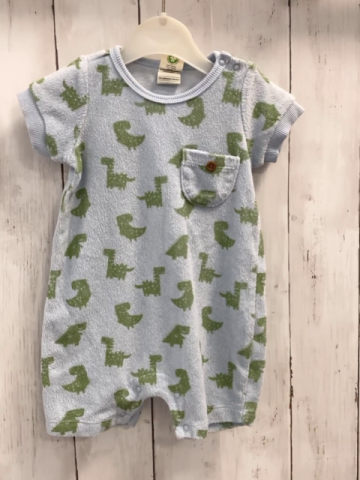 Alana  Playsuit  Gr. 62  hellblau Frottee grüne Dinos 