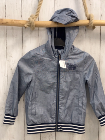   Jacke  Gr. 116  blau hellgrau meliert blau weißer Streifenbund 