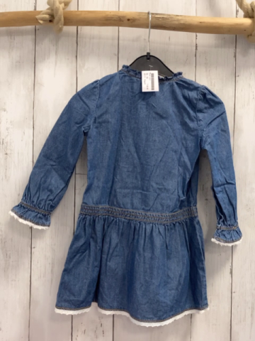 Esprit  Kleid  Gr. 92  blau Jeans rüschen orange Nähte weiße Borte 