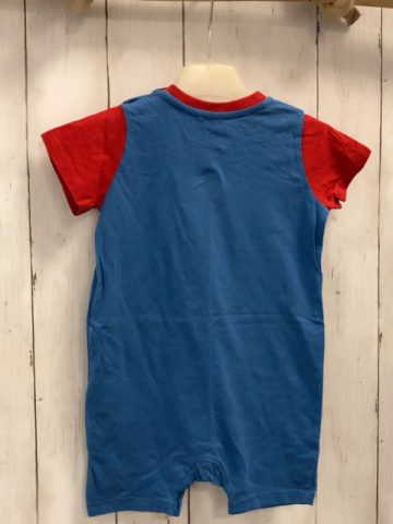 H&M  Playsuit Gr. 80  blau rote Ärmel Superman 
