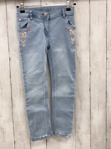   Hose  Gr. 116  blau Jeans gestickte Blumen Bund verstellbar 