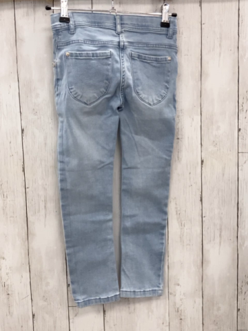   Hose  Gr. 116  blau Jeans gestickte Blumen Bund verstellbar 