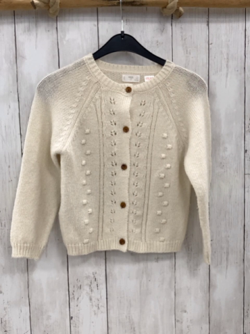 Mango  Strickjacke  Gr. 110  naturweiß Lochmuster 