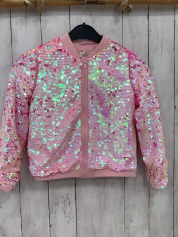 H&M  Pailettenjacke  Gr. 128  rosa 