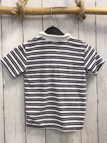H&M  T-Shirt  Gr. 92  weiß schwarze Streifen Frottee weißer Kragen 
