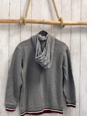 Esprit  Pullover  Gr. 152  grau Kapuze grau weinrot weiß brauner Streifenbund 