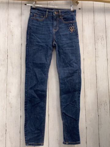 Desigual  Hose  Gr. 152  blau Jeans  Bund verstellbar gesticktes Herz 
