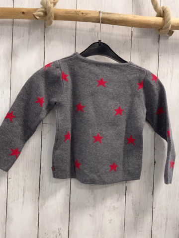 Okaidi Pullover  Gr. 98  grau Strick rote Sterne + Schleife 