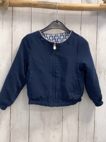 Okaidi Sweatjacke  Gr. 98 weiß blaues Muschelmuser grauer Glitzerbund 