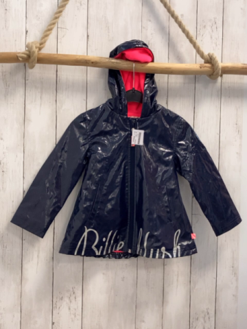 Billieblush Jacke  Gr. 104  blau Lack silber Glitzerschrift neonrotes Fleecefutter 