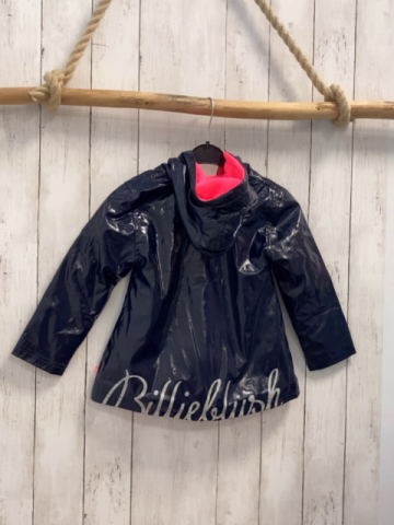 Billieblush Jacke  Gr. 104  blau Lack silber Glitzerschrift neonrotes Fleecefutter 