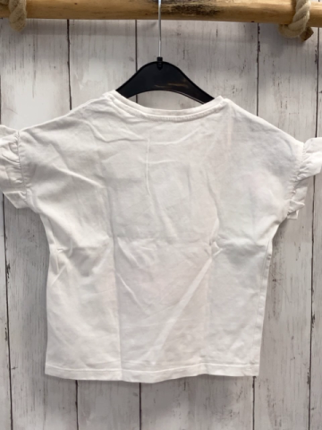   T-Shirt  Gr. 104  weiß pink Jeep Blätter Figuren Tiere