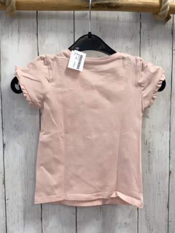   T-Shirt  Gr. 104  rosa bunte Vögel mit Glitzer + Pailetten Rüschenbund