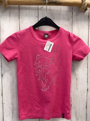 Trigema  T-Shirt  Gr. 116  pink Katzen aus silber Steinen 