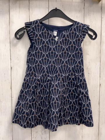 Okaidi  Kleid  Gr. 98  blau weiß brauner Muscheldruck 