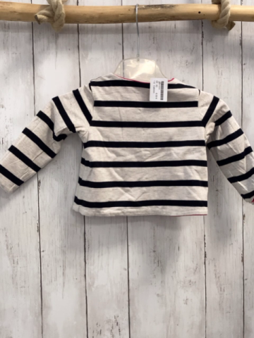 Catimini  Sweatjacke  Gr. 80  hellgrau schwarze Streifen pink Bund 