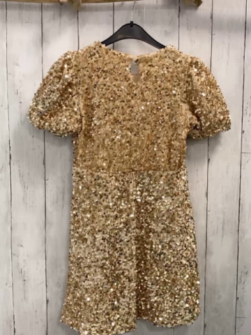   Kleid  Gr. 122/128  golden mit goldenen Pailetten 
