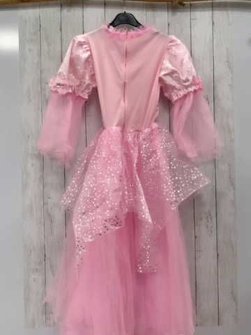 Karnevalwiertz  Karnevalkostüm  rosa Prinzessinnenkleid mit Tüll + silber Glitzersternen + Steinen 