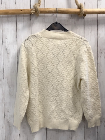 Zara  Strickjacke  Gr. 152  creme Rauten mit Zöpfen + Lochmuster 