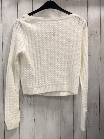 Abercrombie  Strickjacke  Gr. 158/164  weiß Rippen mit Lochmuster 