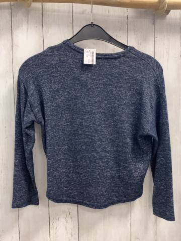 Zara  Pullover  Gr. 122  blau grau meliertz Aufnäher z.T. mit Pailetten