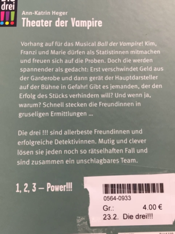 Die drei!!!  Buch Theater der Vampire 