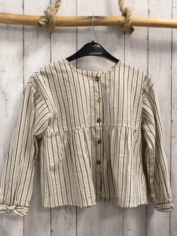 Zara  Bluse  Gr. 152  weiß hellgrau grau kariert Struktur 