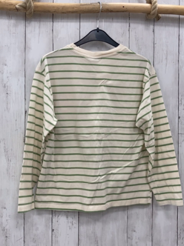 Zara  Pullover  Gr. 140  beige hellgrüne Streifen rosa Plüschschrift 