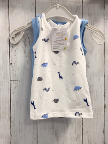 neu 2  U-Hemden  Gr. 74  weiß Dinos + hellblau 