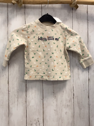   Langarmshirt Gr. 74   beige Dinos Schrift 