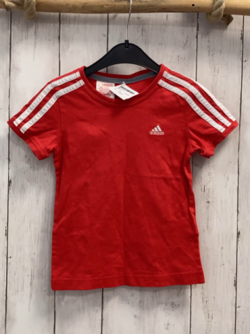 Adidas  T-Shirt  Gr. 116  rot weiße Striefen 