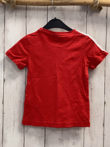 Adidas  T-Shirt  Gr. 116  rot weiße Striefen 