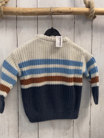   Pullover  Gr. 86  weiß hellblau braun graue Streifen Strick 