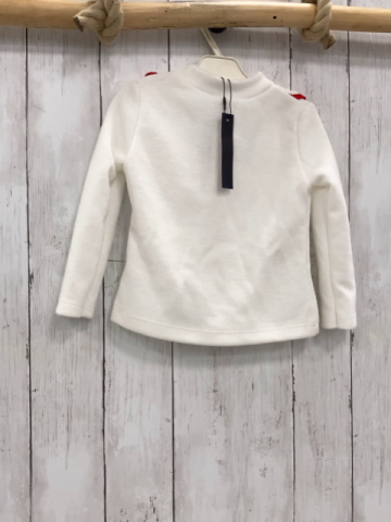neu  Pullover  Gr. 86  weiß Rüschen mit rotem Bund rotes Glitzerherz 