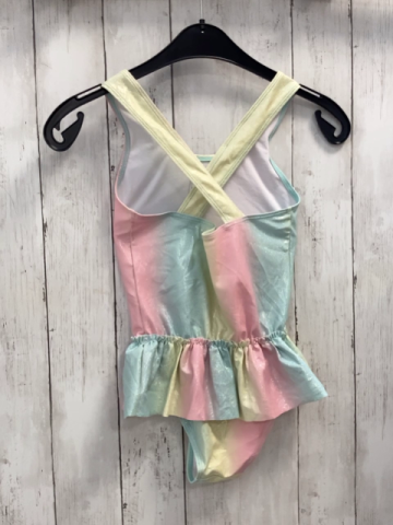   Badeanzug  Gr. 134/140  mint bunte Streifen mit Glitzerpunkten 