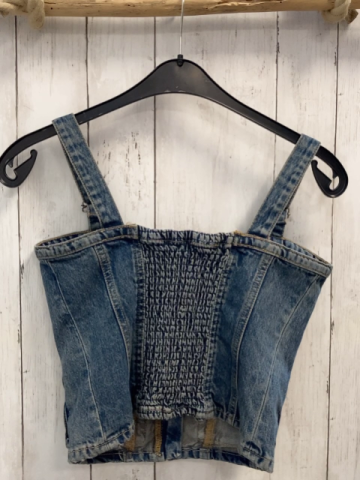 Zara  Blusentop Gr. S  blau Jeans Taschen Rückseite gesmokt 