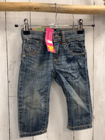neu Benetton Hose  Gr. 74  blau Jeans Schrift Bund verstellbar 