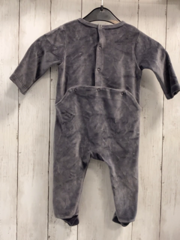 Jacadi  Strampler  Gr. 68  grau Nicky weiße Rüschen mit grauen Punkten 