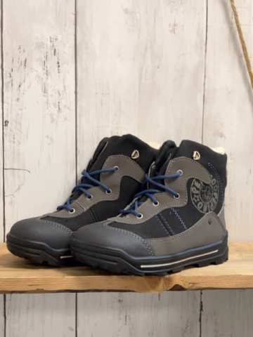 neu Ricosta  Boots  Gr. 28  schwarz grau blaue Nähte + Schnürsenkel Lammfutter 